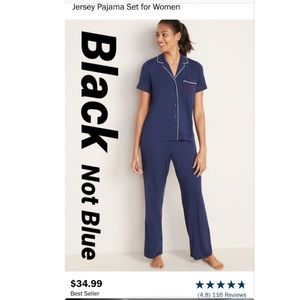 Black with white piping womens pajamas